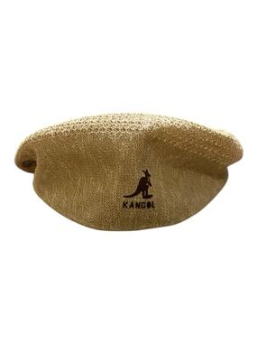 Kangol Tan Knit Beret with Embroidered Kangaroo
